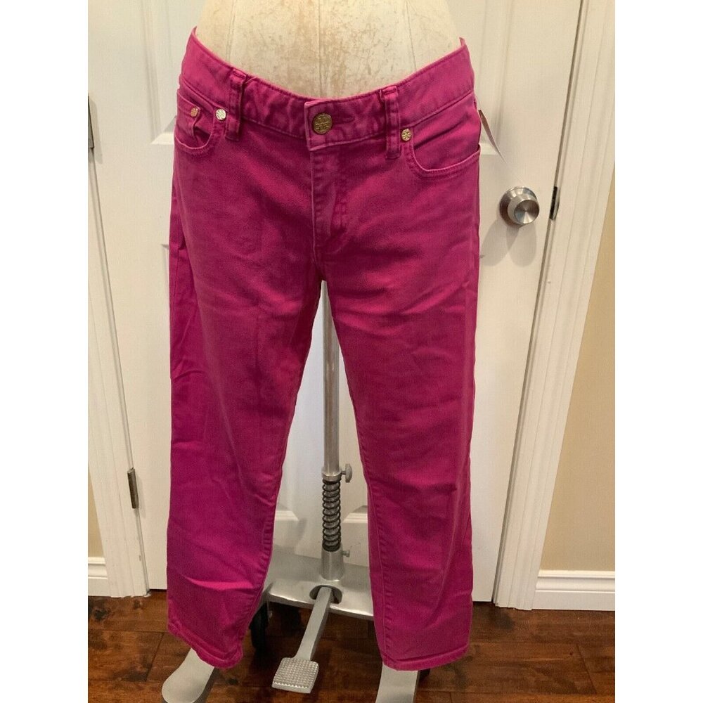 Tory Burch Fuchsia Pink "Alexa Cropped Skinny" Jeans, Size 29